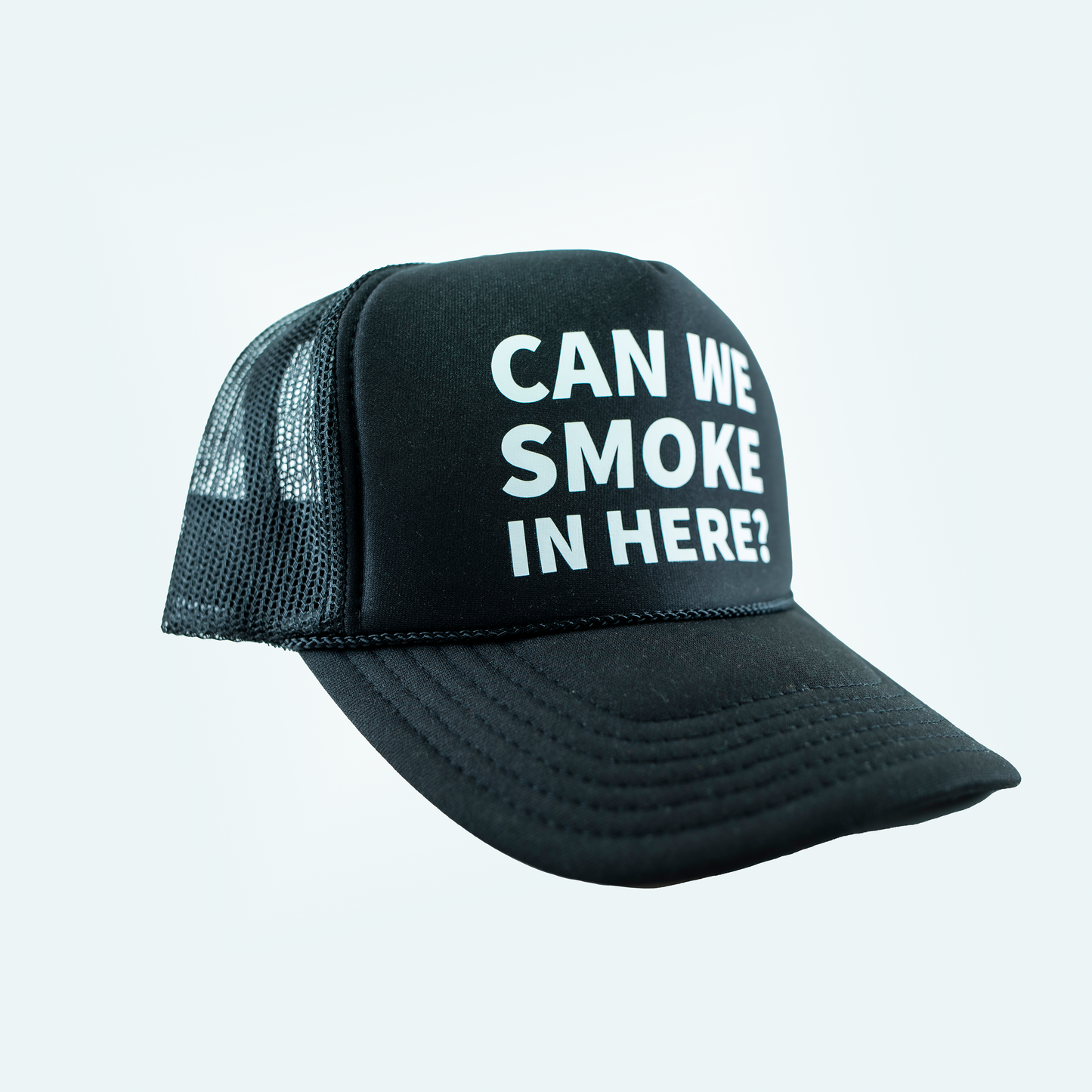 Can We Smoke In Here? Black Trucker Hat