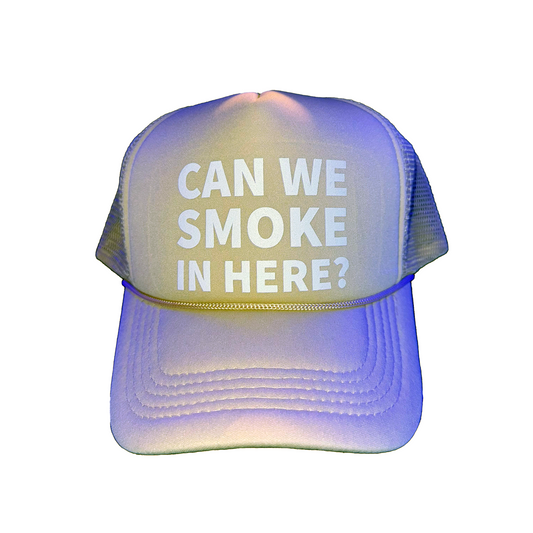 Can We Smoke In Here? Tan Trucker Hat