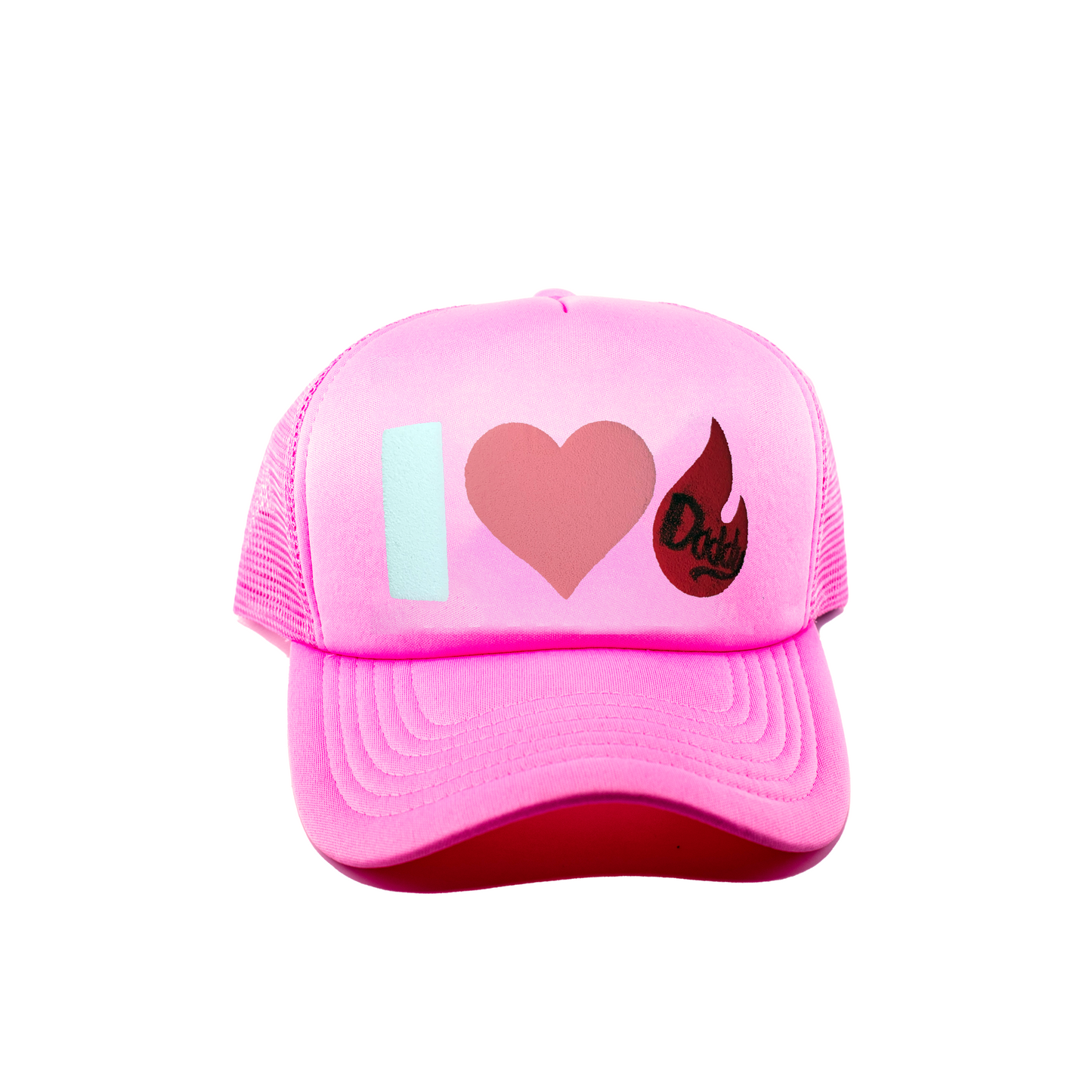 I Love Flame Daddy Pink Trucker Hat